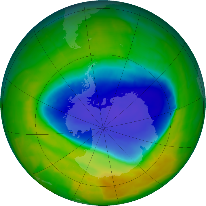 Antarctic ozone map for 08 November 2014
